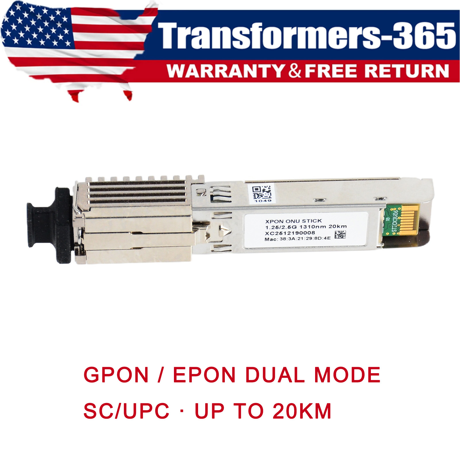 For GPON EPON DFP-34X-2C2 SFP ONU Stick 1310nm SC UPC 20km