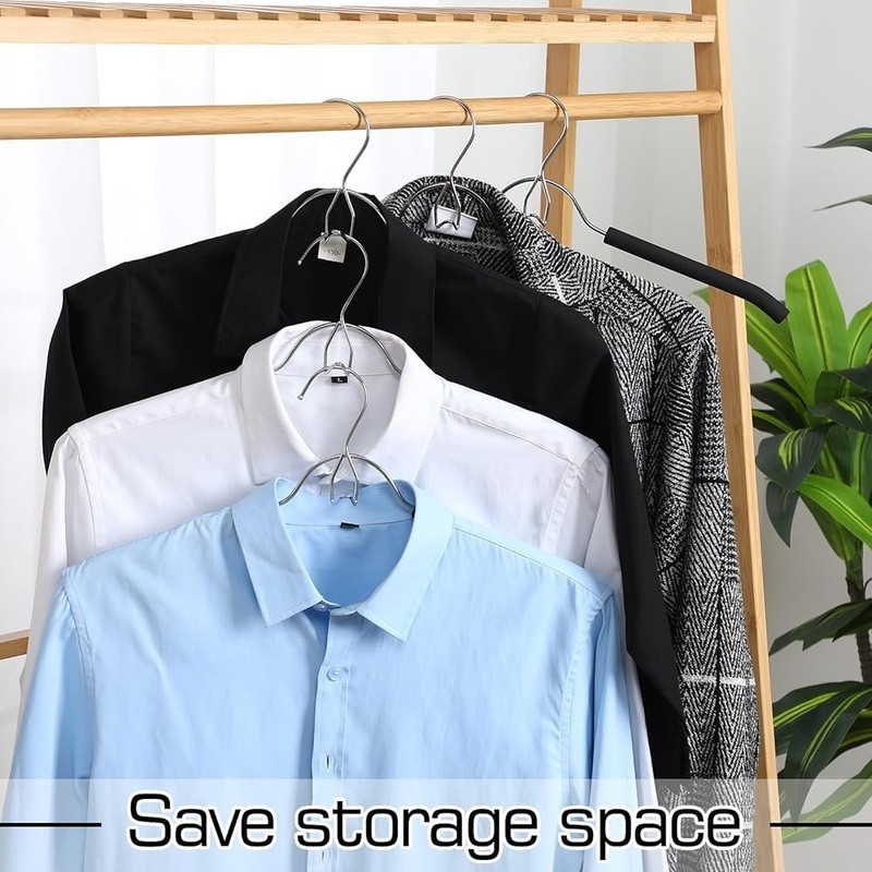 Non Slip Foam Padded Hangers Set 10pcs Robust Metal Core Dual Hanging Method New
