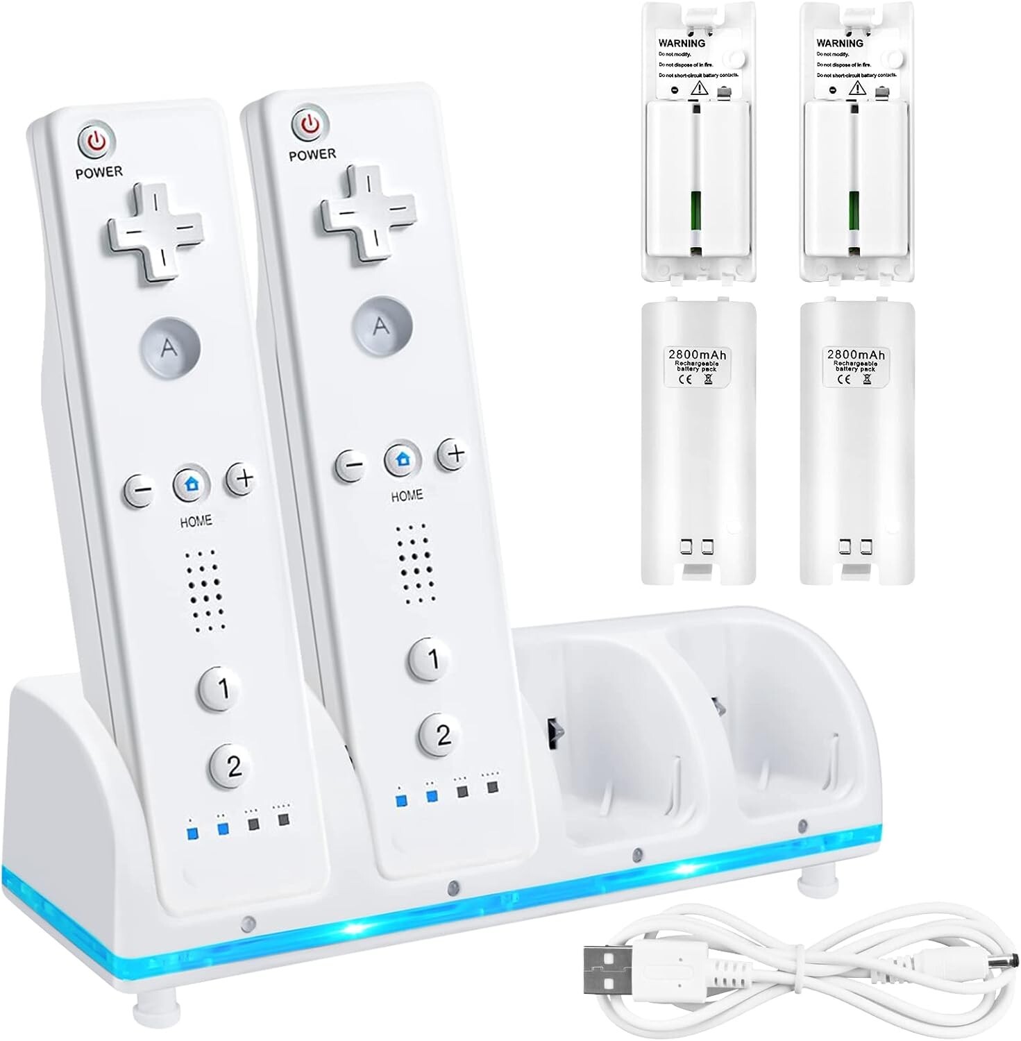 4-in-1 Charging Dock with 4PCS 2800mAh Battery for Wii/ Wii U Remote Controller