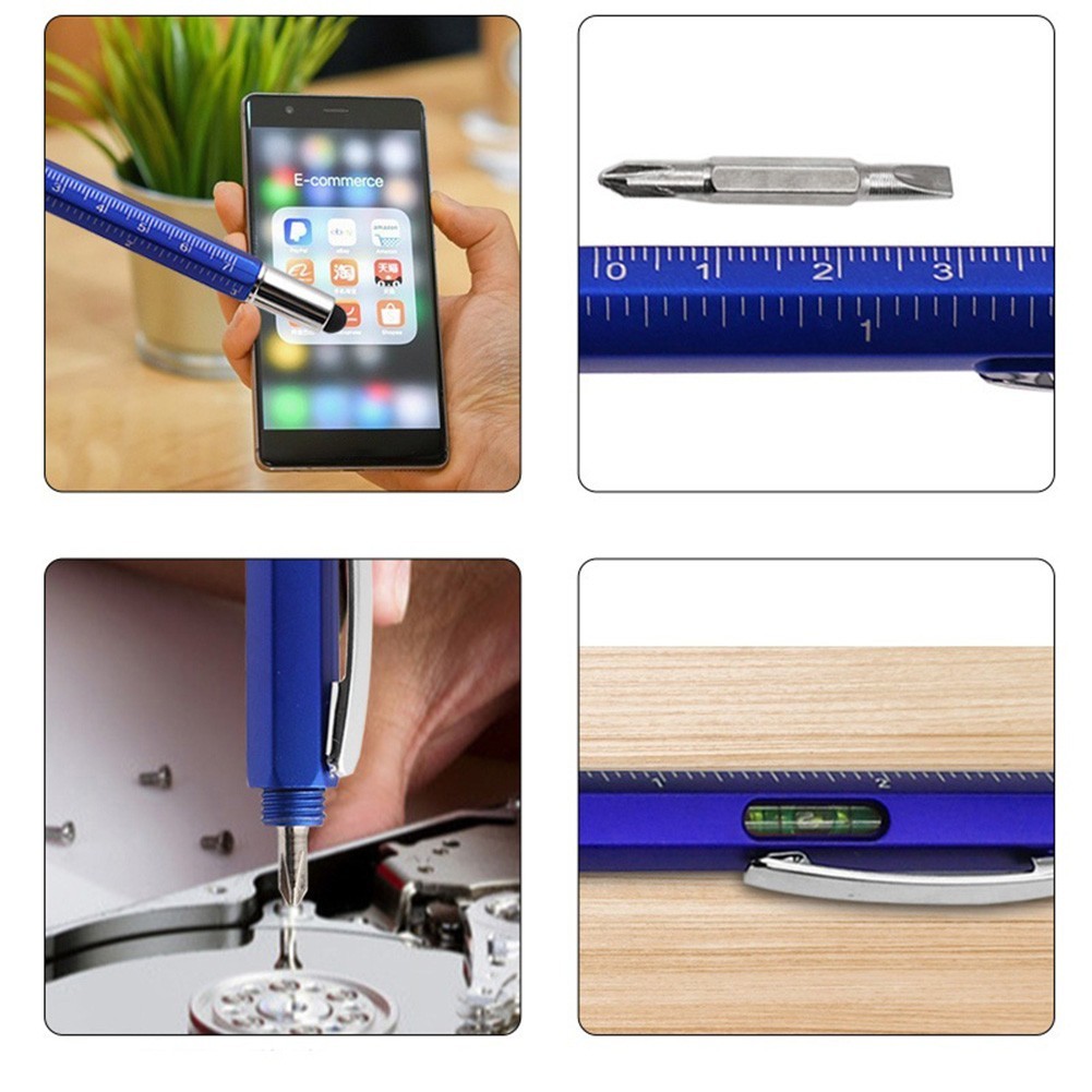 Handy 6in1 metal ballpoint pen Essential tool for construction engineers