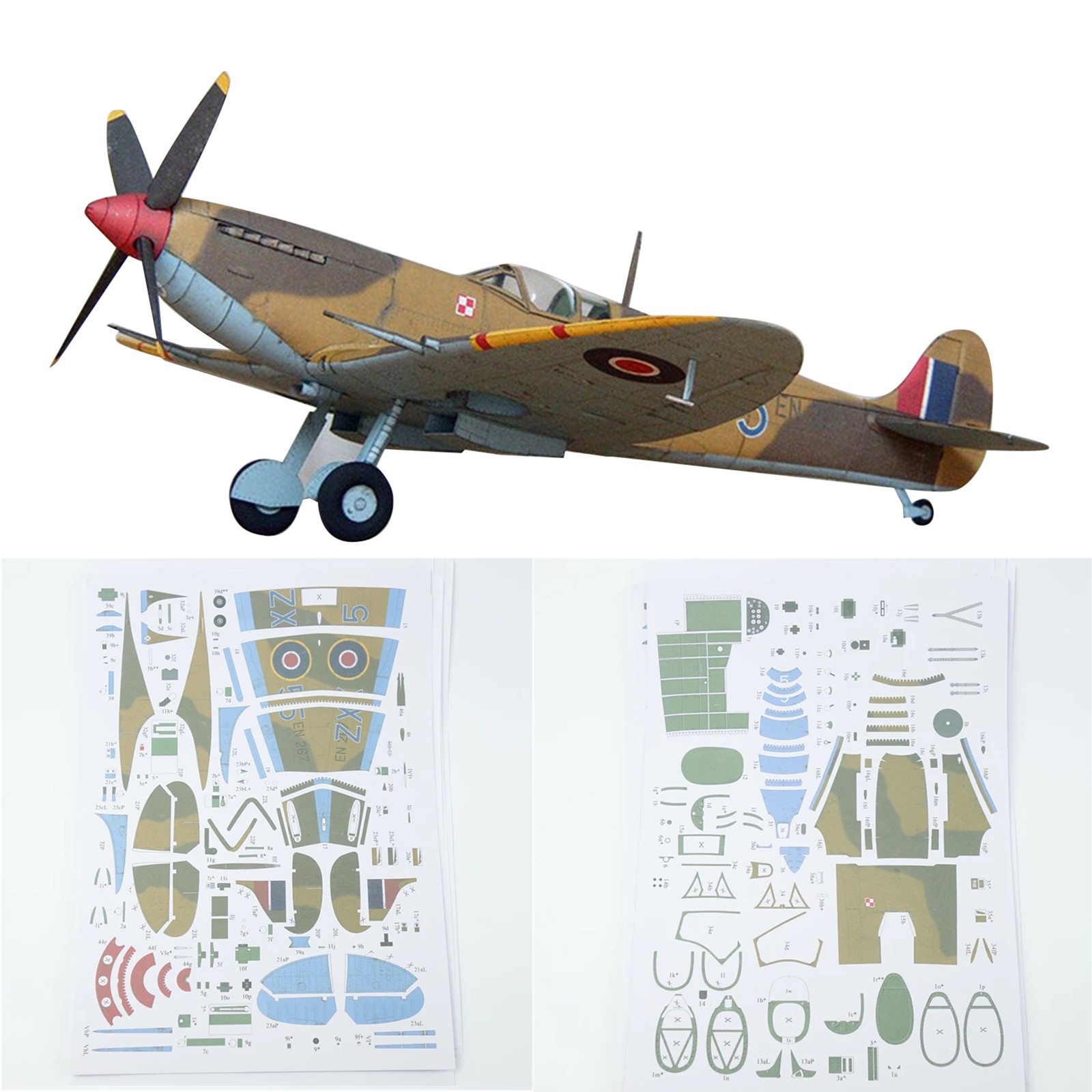1/33 Supermarine Spitfire Fighter Paper Model Military Aircraft Unassembled Gift