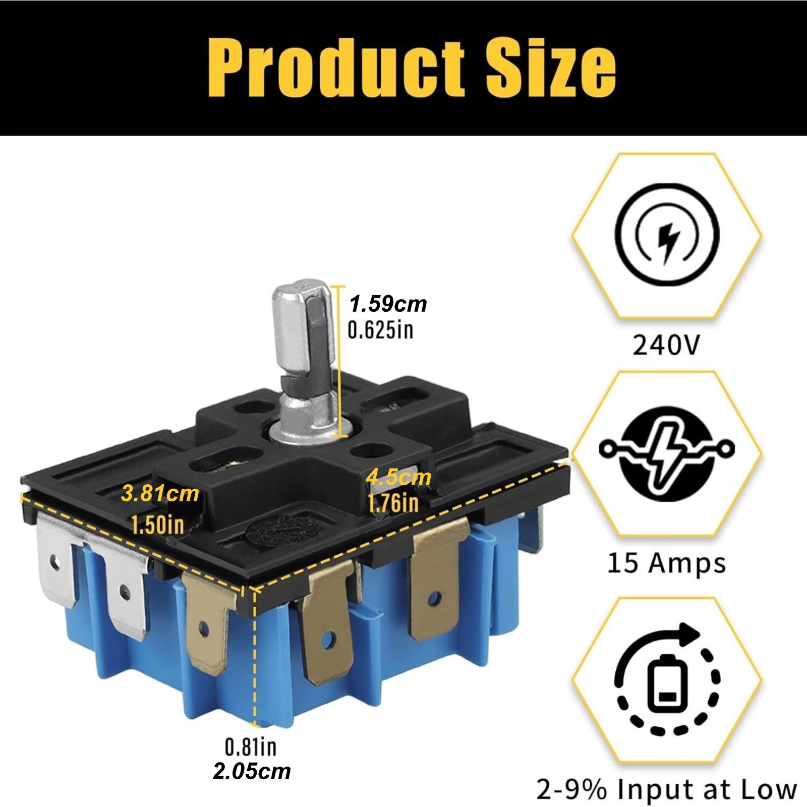 Range Dual Surface Infinite Switch W10434452 for Whirlpool Kitchenaid Stove