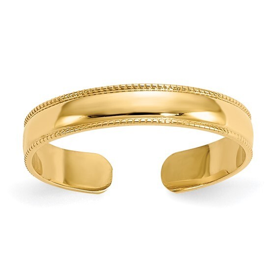 14K Yellow Gold Milgrain Adjustable Toe Ring Gold Toe Ring