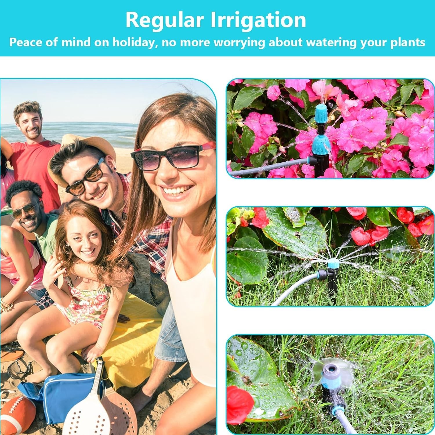 100FT Drip Irrigation System with Timer & 16 Adjustable Nozzles for Garden