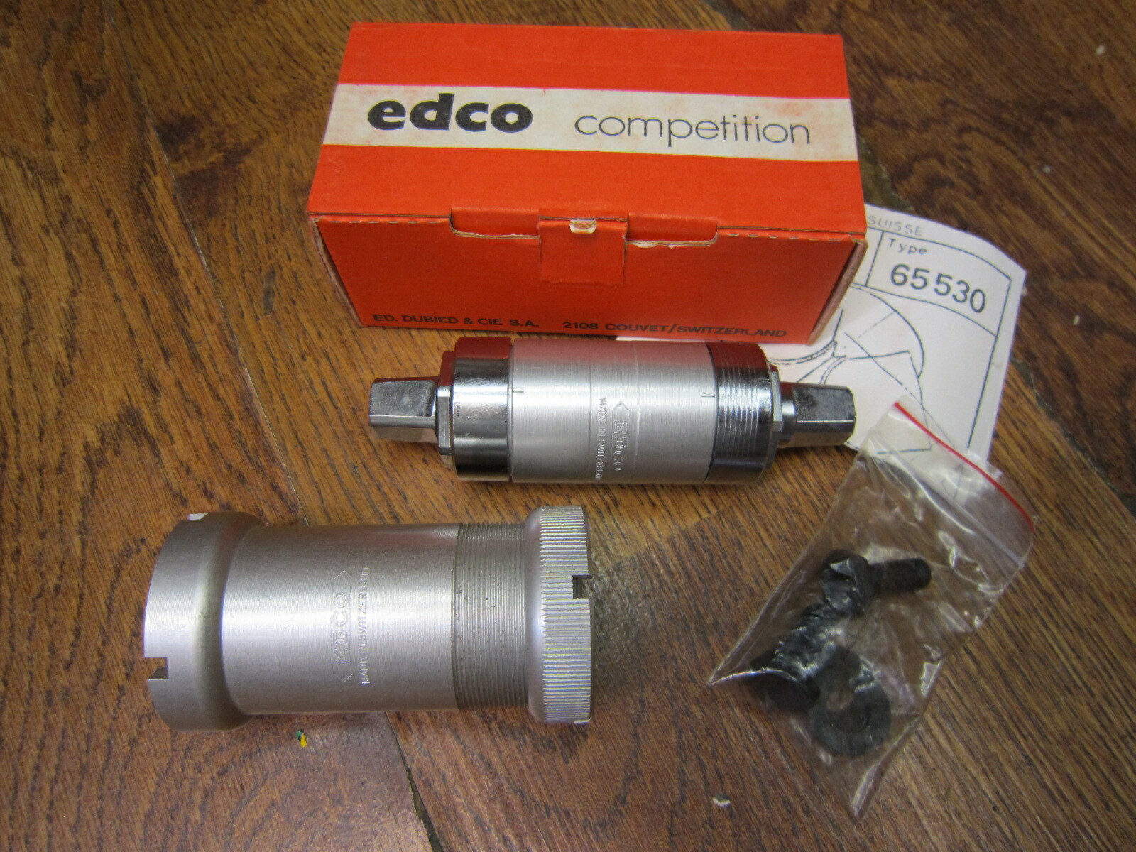 NOS EDCO COMPETITION BMX SEALED SQUARE TAPERED BOTTOM BRACKET CONVERSION 116 KIT