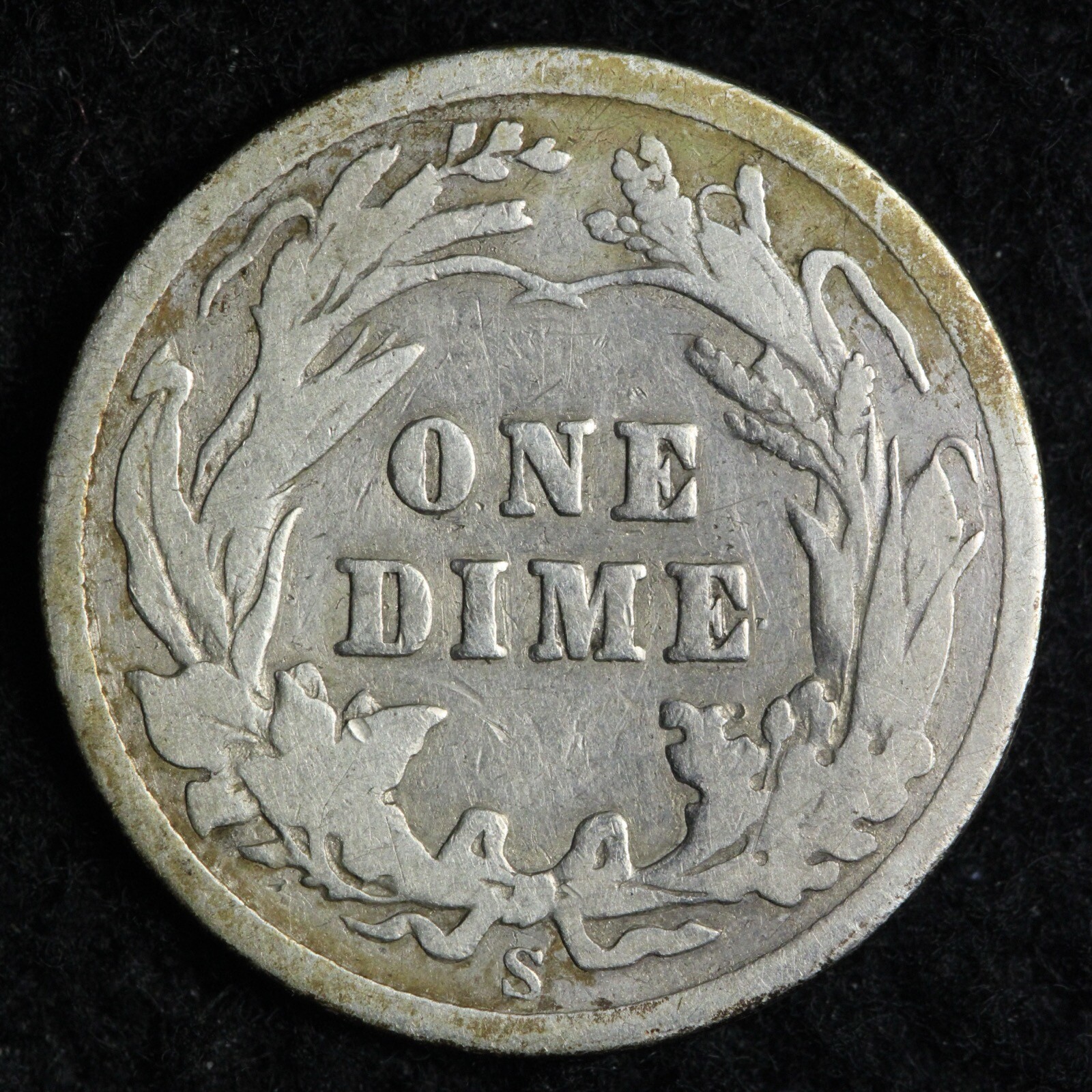 1910-S Barber Silver Dime FINE E271 RTNK