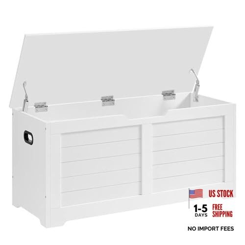 Storage Chest, Storage Bench with 2 Safety Hinges, Farmhouse Style, 15.7 x