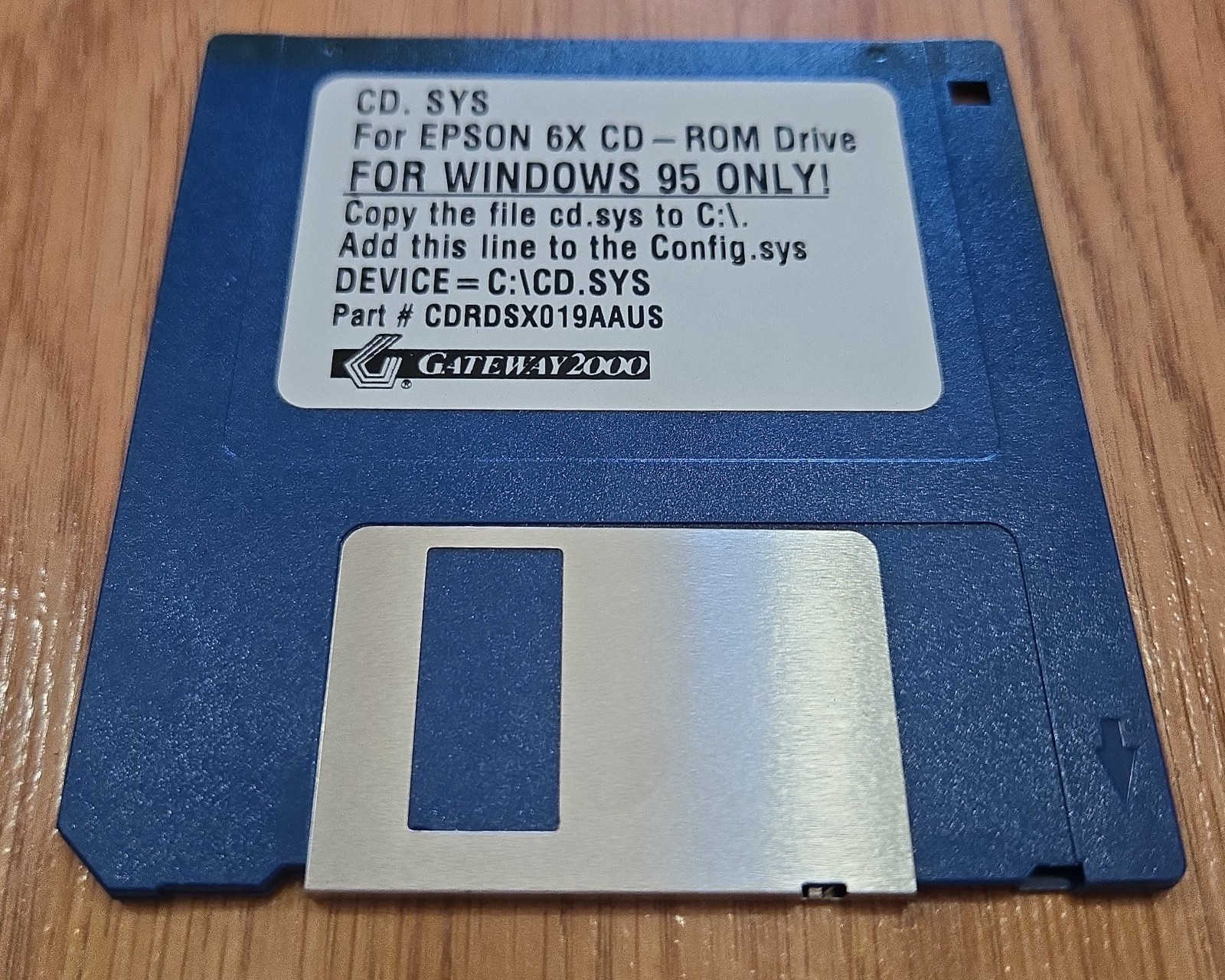 Epson 6X CD-ROM Drive 3.5 Inch Floppy Disk VTG Driver Gateway 2000 Windows 95