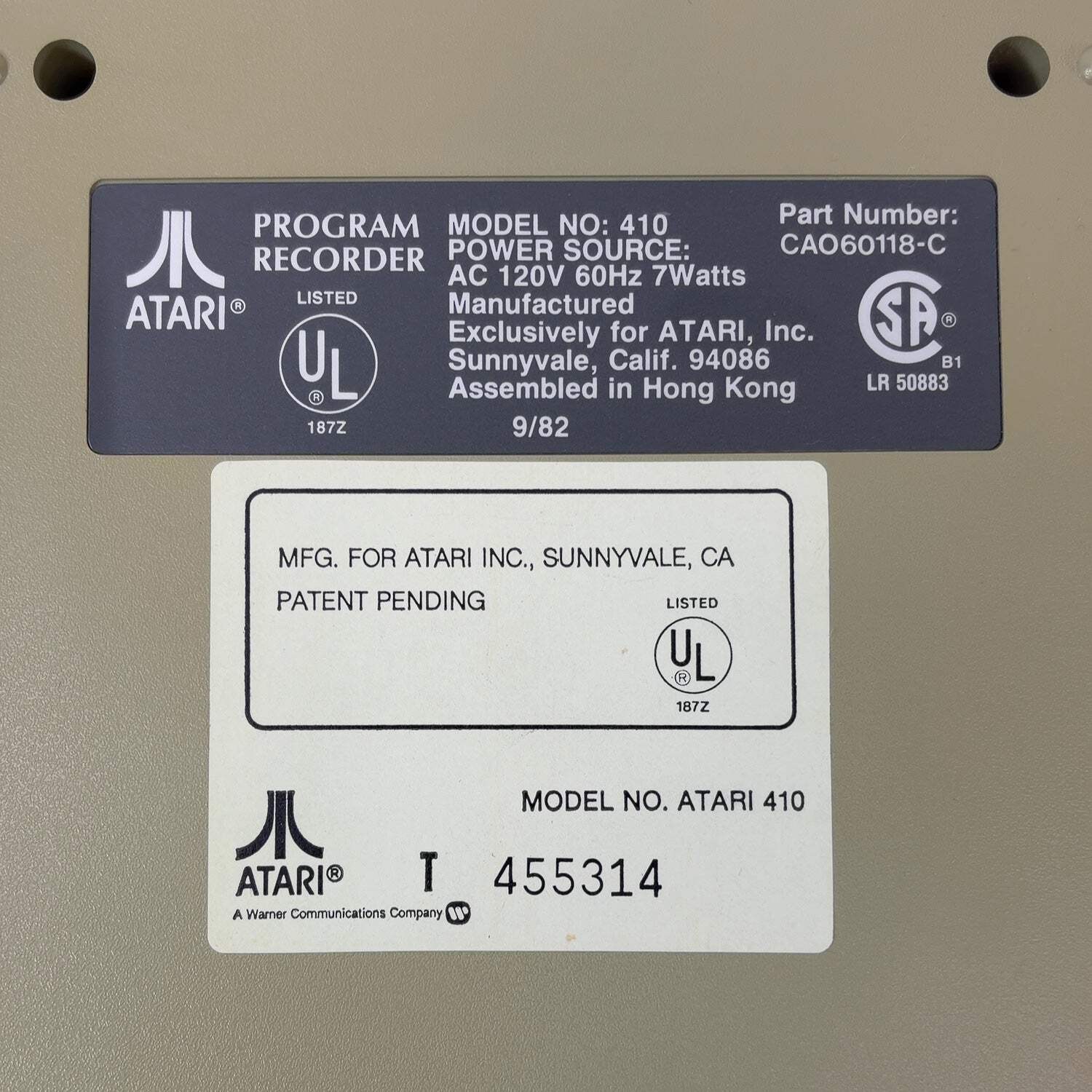 Atari 410 Program Recorder Program Recorder 410 CAO 14301-10