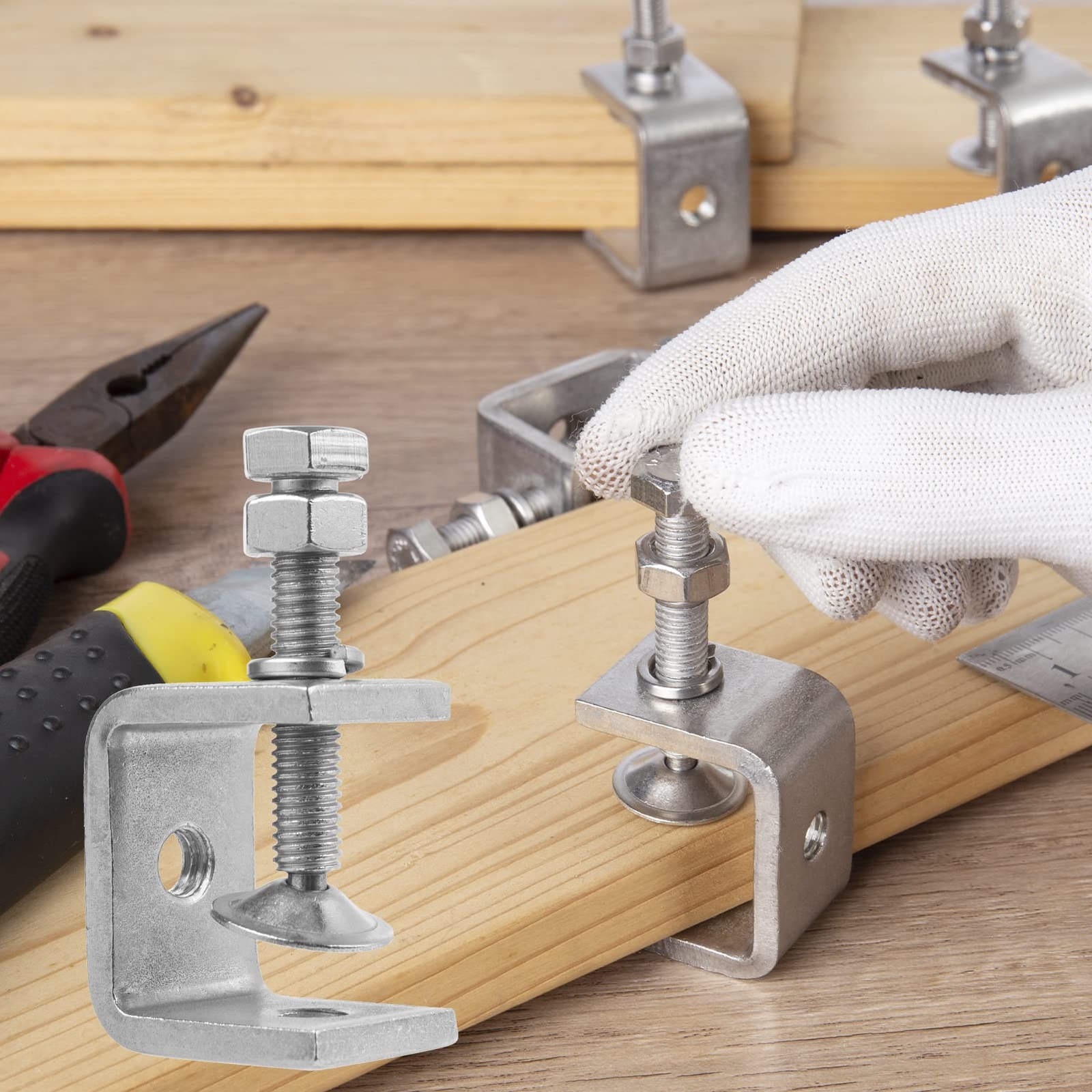 6 Pack 304 Stainless Steel Small C Clamps 1 Inch Mini Cclamps Heavy Duty For Woo