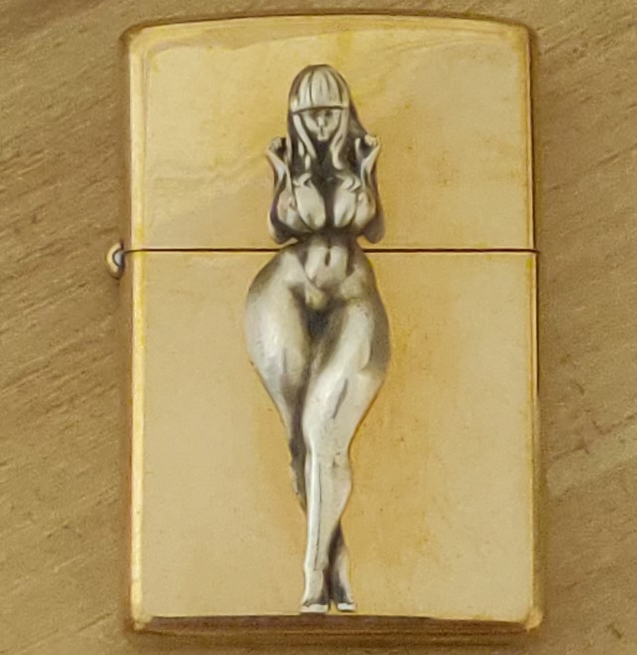 1 piece Lighter accessories Brass Sexy Wide Hip Girl Statue DIY sticker