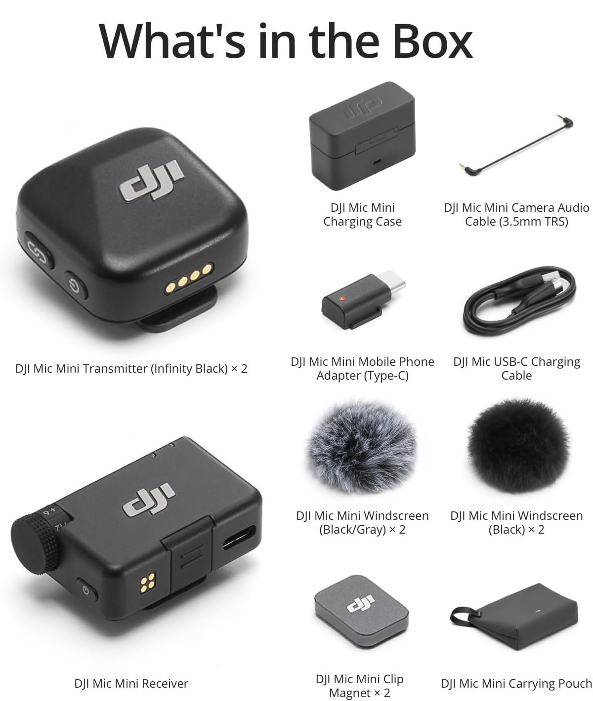 DJI Mic Mini Wireless Lavalier Microphone for Vlogging (2 TX + 1 RX + Charging)