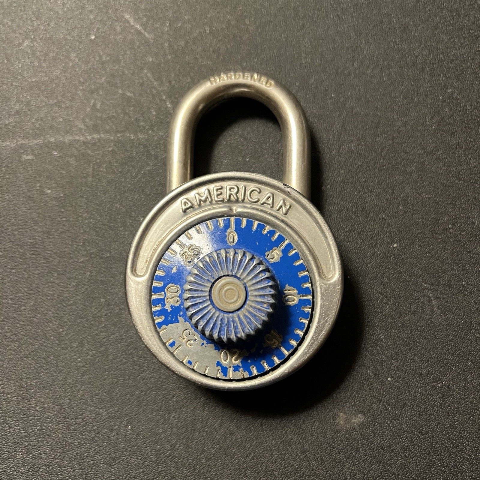 American Blue Stainless Steel Patented 3 Number Combination Lock - Works!