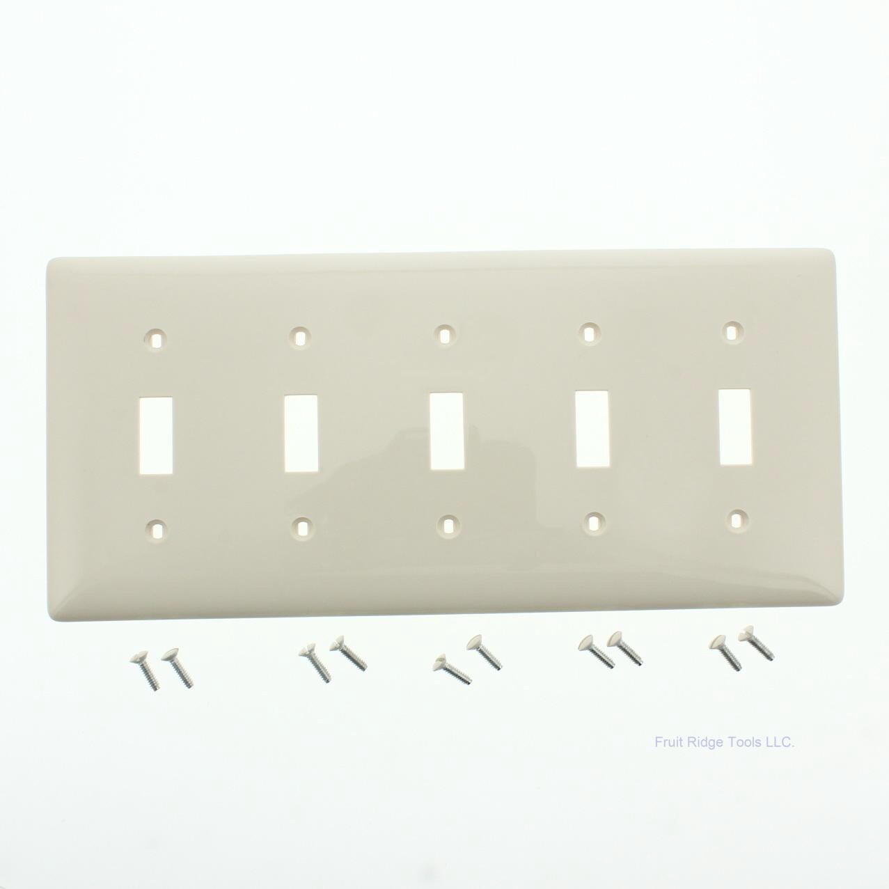 Hubbell NP5LA Light Almond 5-Gang Toggle Unbreakable Standard Wallplate Cover