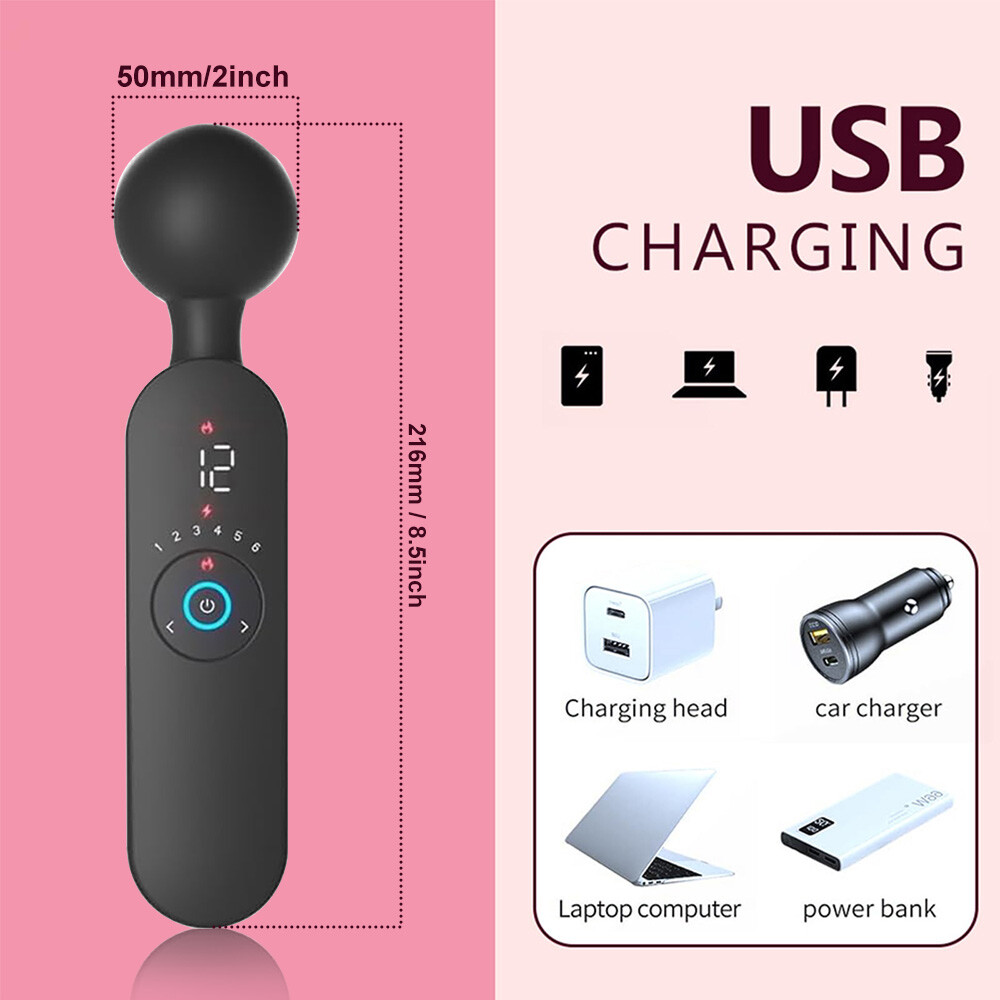 Handheld Massager Wand Vibrating Massage Full Boday Relax with Heating Control