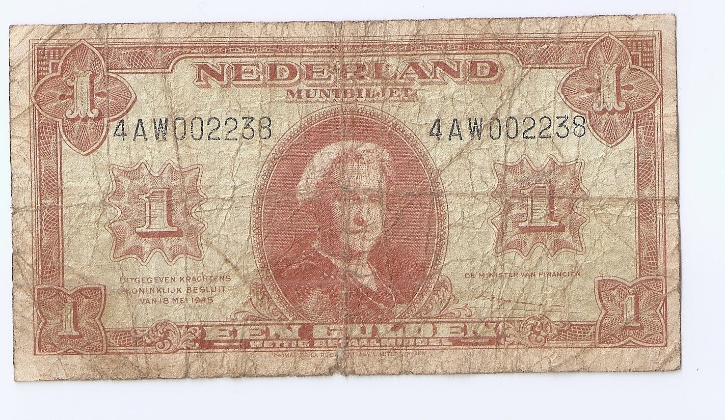 Netherlands 1  gulden 1945 Queen Wilhelmina