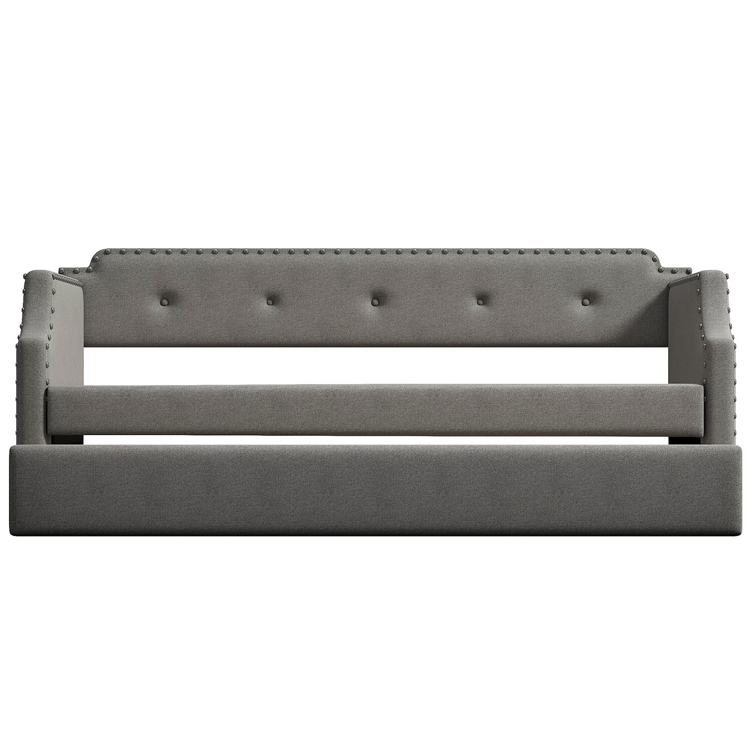 Twin Size Daybed w/ Pull-Out Trundle Bed Upholstered Bed Frame Sofa Bed US