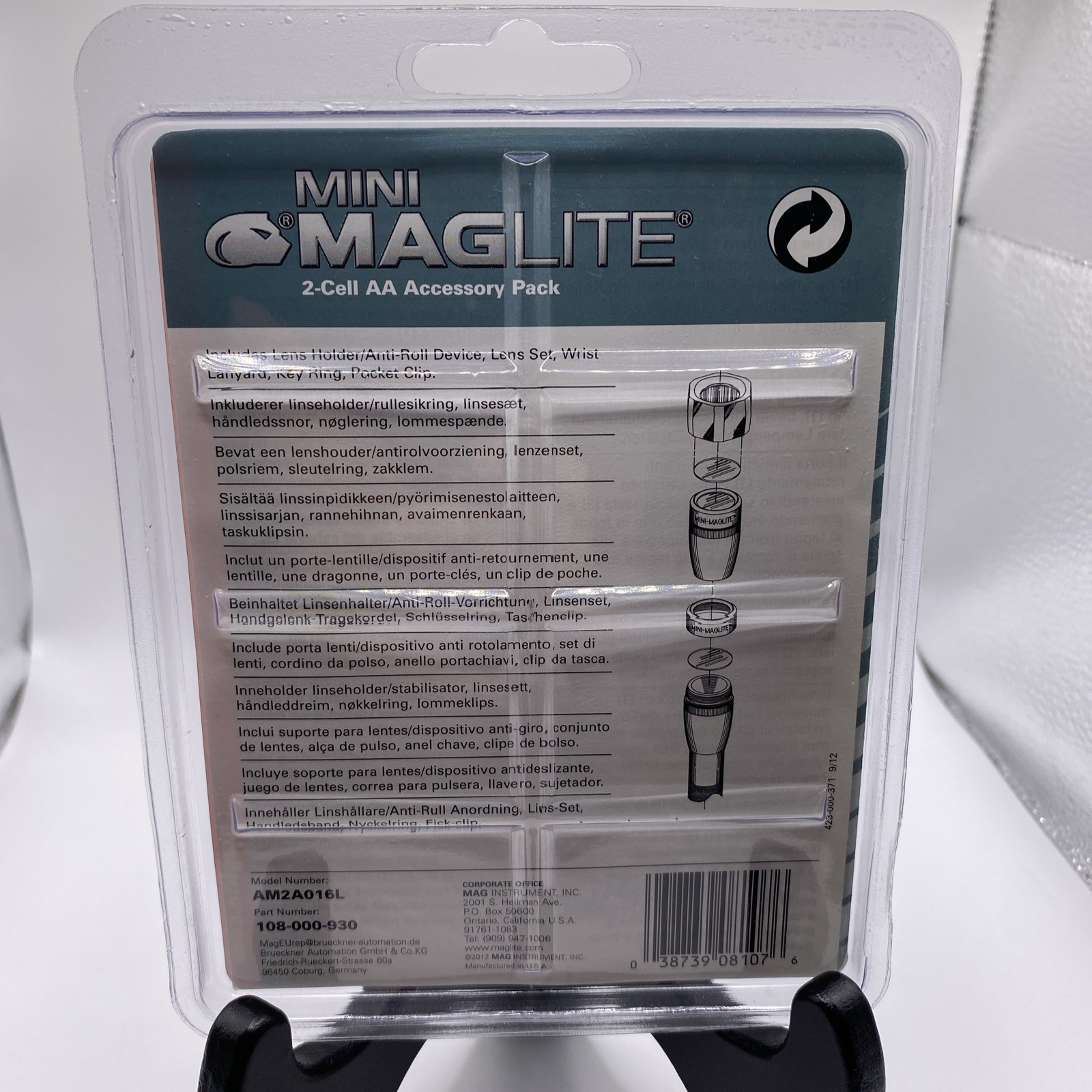 Maglite Mini 2 Cell/Pile AA Flashlight Accessory Pack AM2A016 Clip Cord Attach