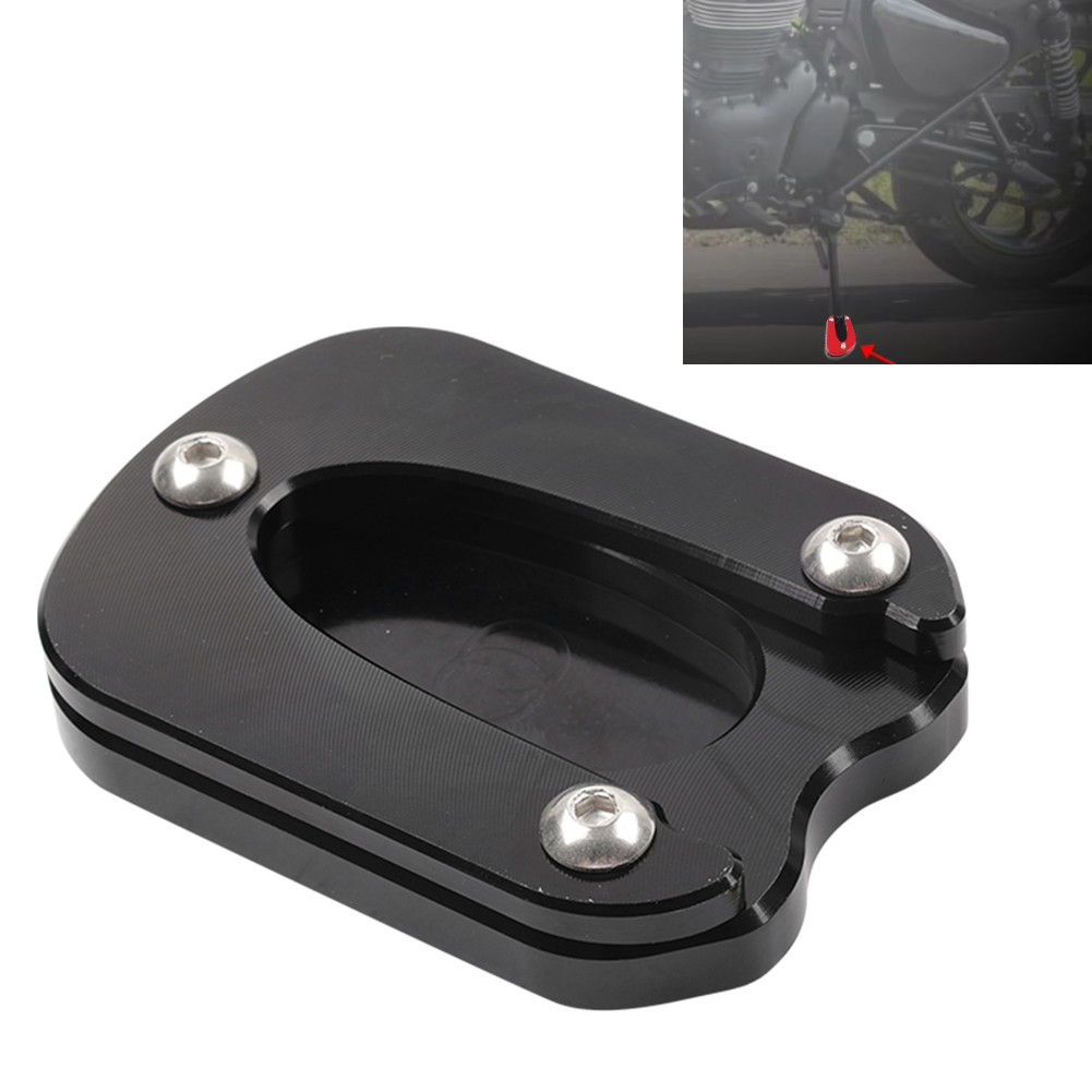BLK Kickstand Enlarger Plate Side Stand Foot Extension Pad For Meteor 350 21-24