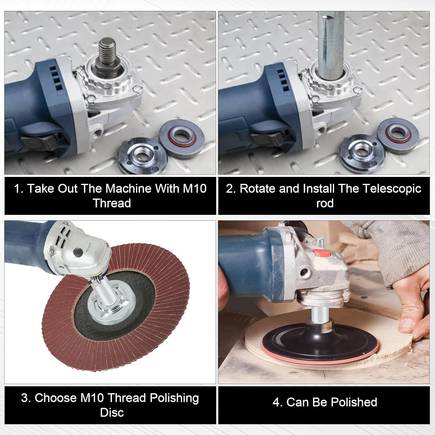 2pcs Angle Grinder Extension Rod, M10 Thread Polishing Machine Adapter Lever ...