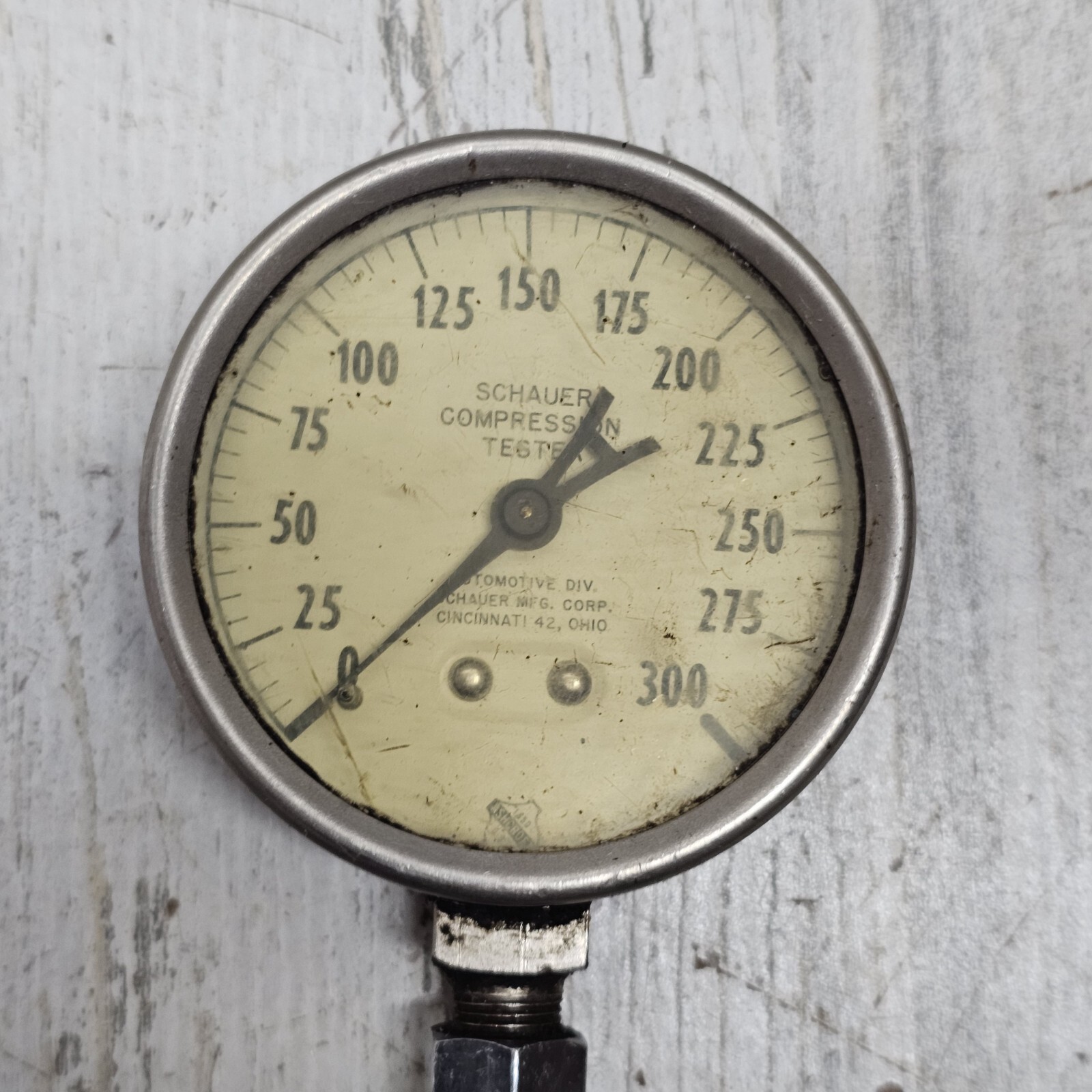 Vintage Schauer Compression Tester Gauge 0-300 psi. USA Made TOOL
