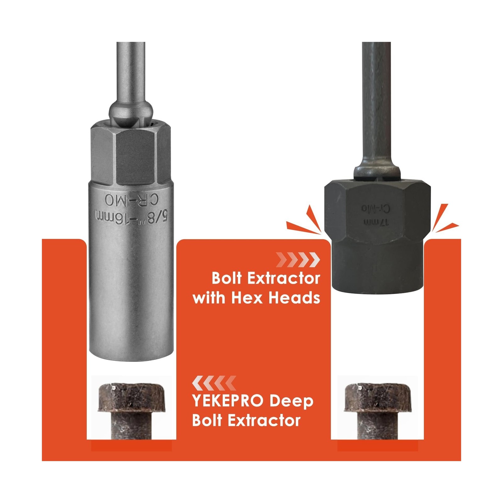 16PCS 3/8" Drive Deep Impact Bolt Extractor Set, Wheel Lock Rem... FAST USA SHIP