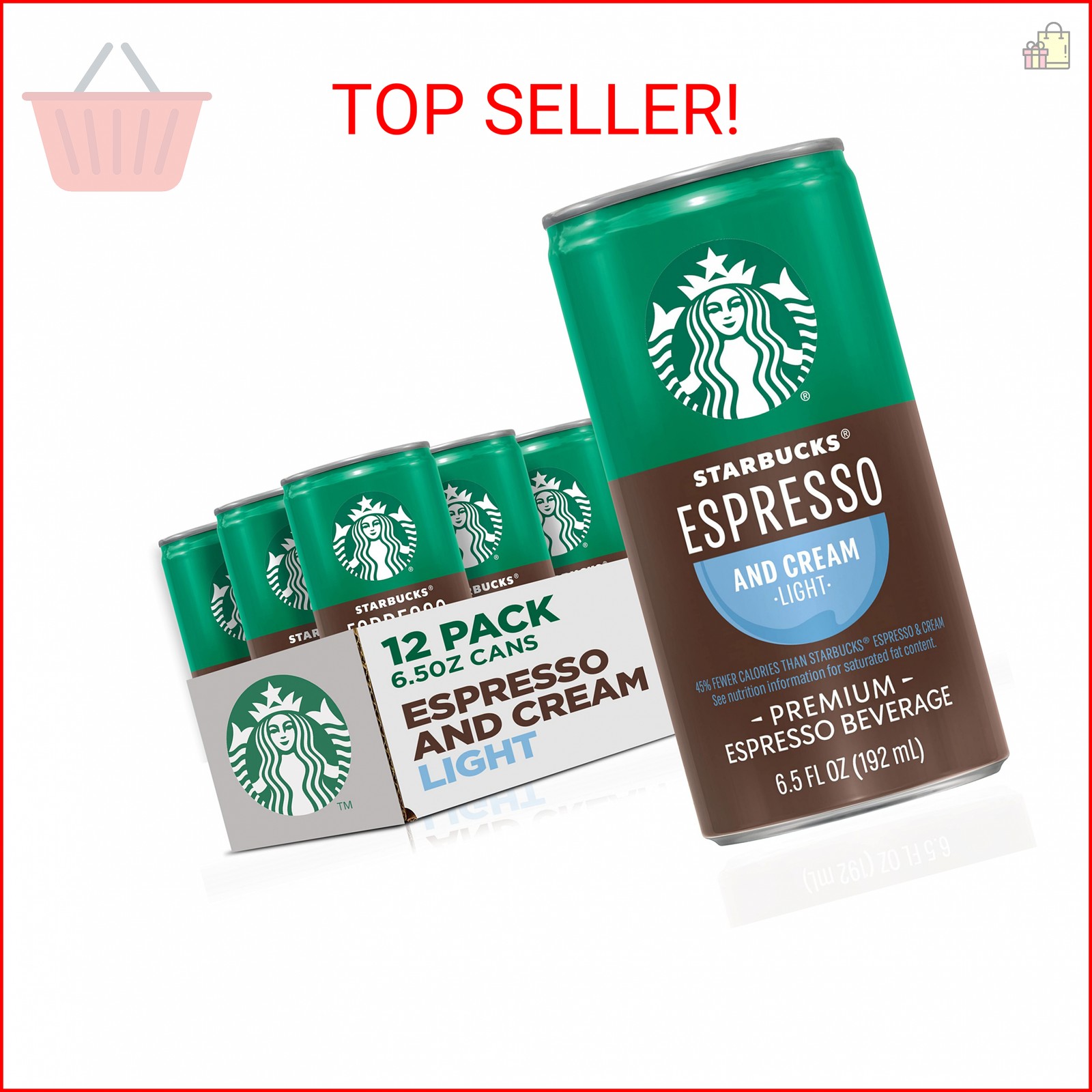 Starbucks Espresso & Cream Light, 6.5 Fl Oz Cans (Pack of 12)