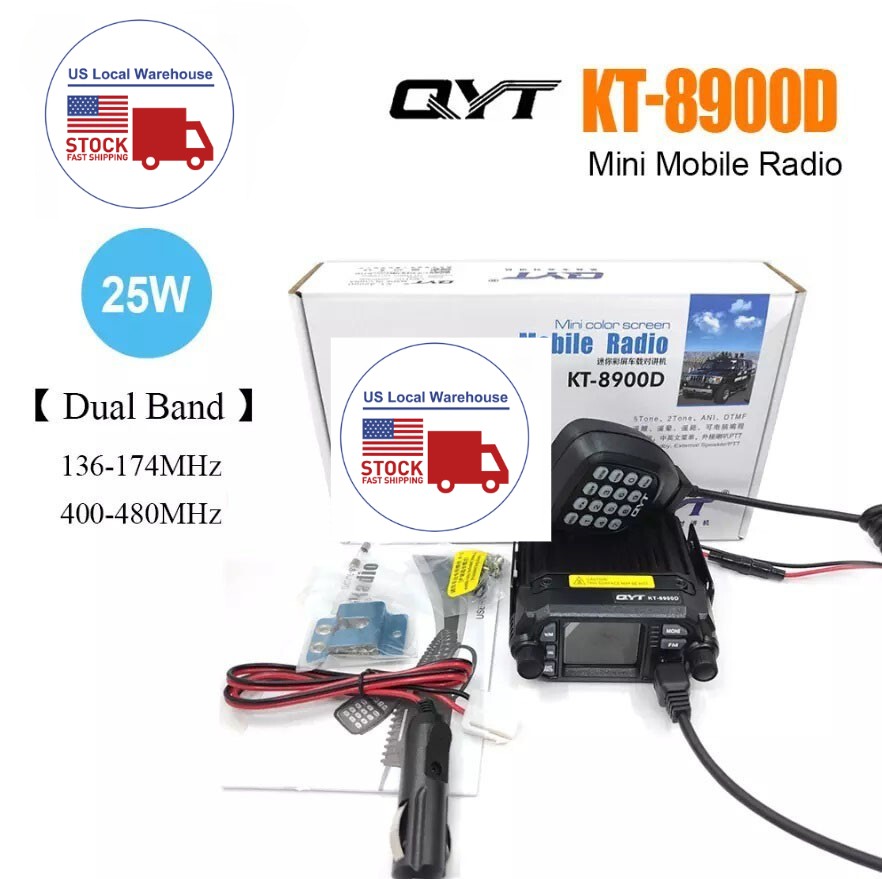 QYT KT-8900D 25W Mobile Radio Dual Band VHF UHF 136-174/400-480MHz FM Tranceiver