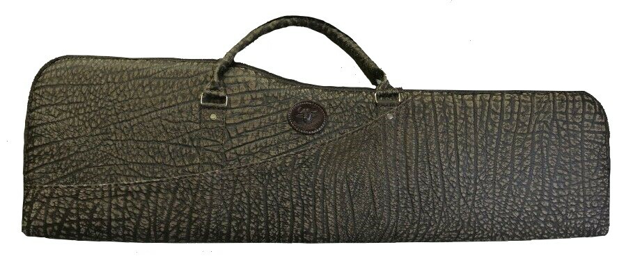 Genuine CAPE BUFFALO HIDE SHOTGUN TAKEDOWN CASE - Made in USA - BROWN