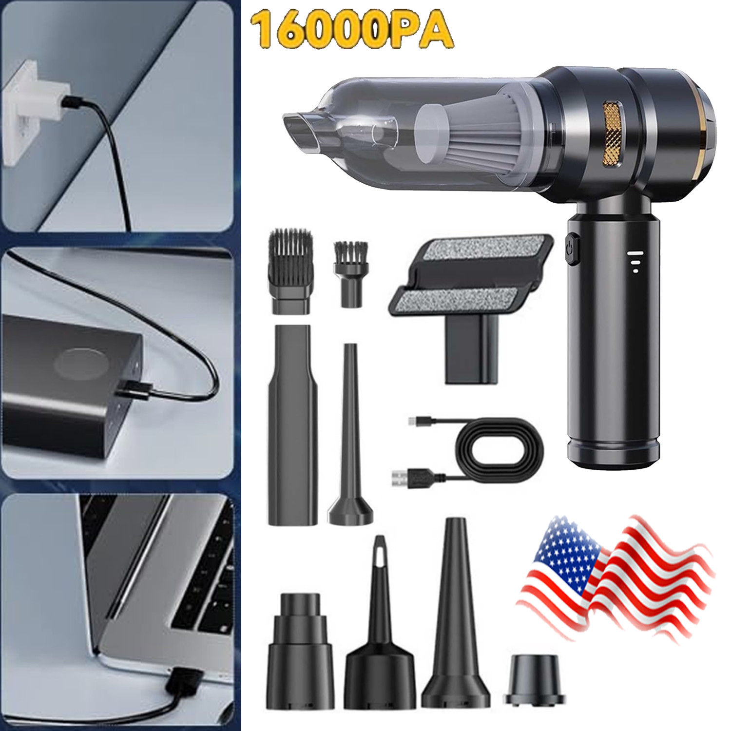 Cordless Handheld Blower & Vacuum, Handheld Cordless Blower and Vacuum 16000Pa,
