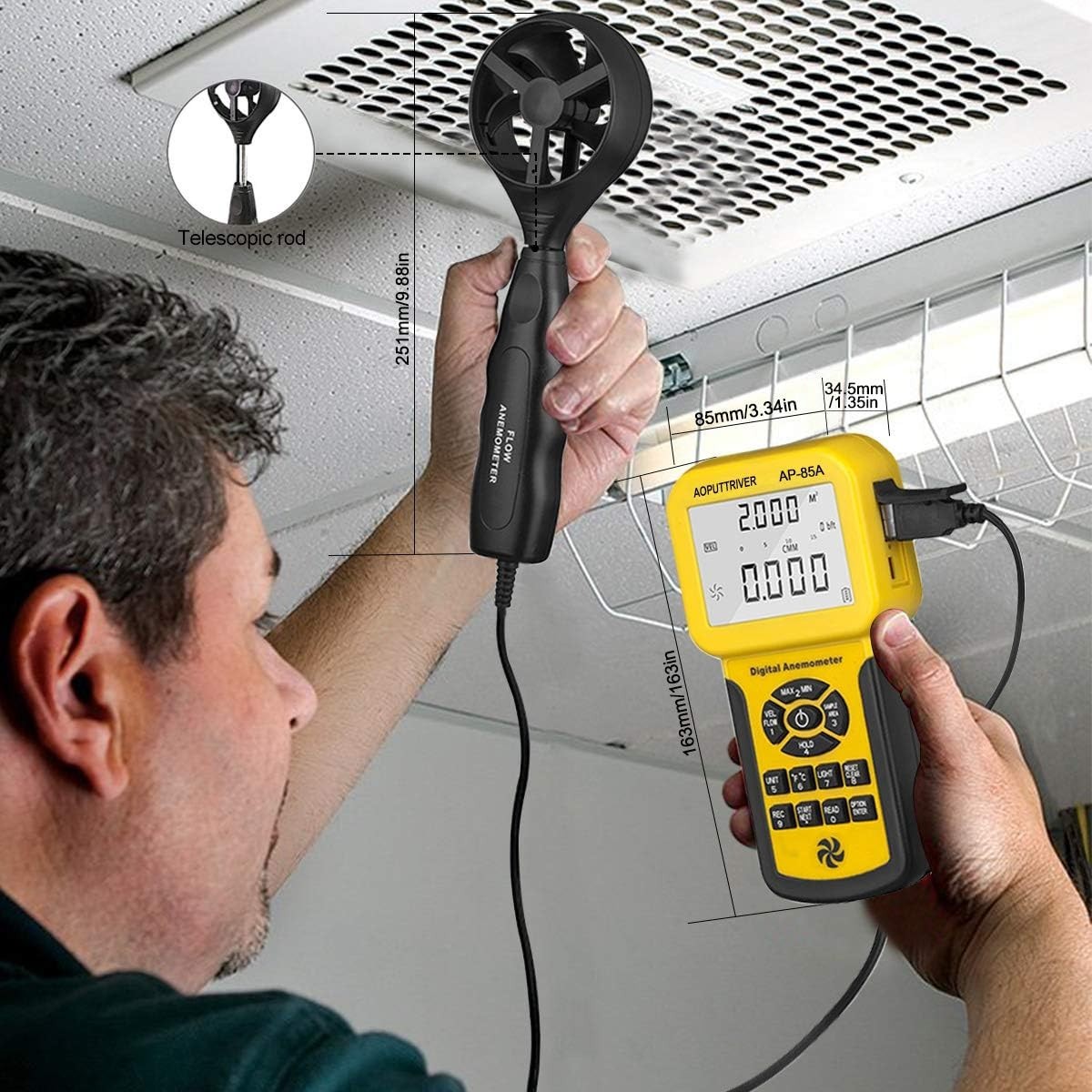 Precision Handheld Anemometer with USB Data Transfer | Wind Speed Meter AP-856A