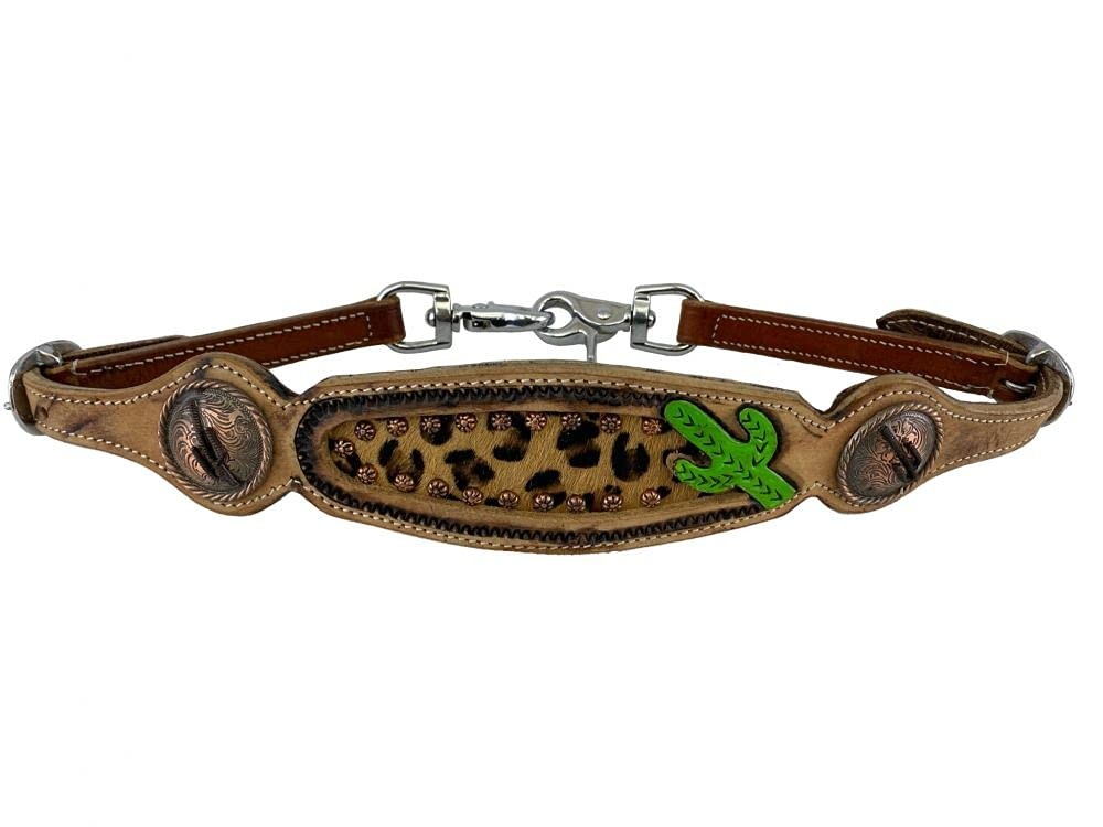 Showman Leather Wither Strap w/ Painted Cactus Design & Cheetah Hair-on Inlay