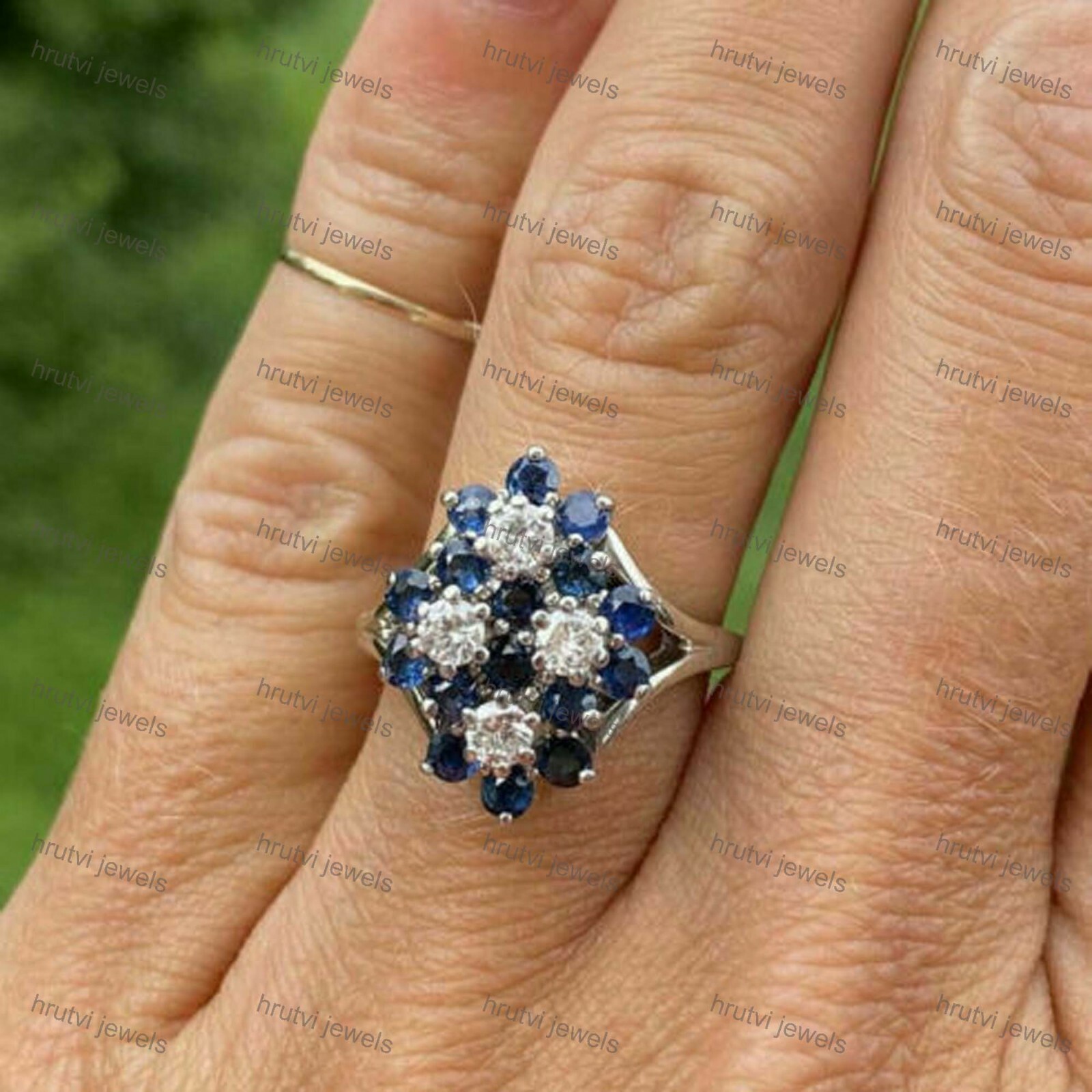Split Shank Engagement Simulated Sapphire Ring White Gold Plated Silver 2.30 Ct