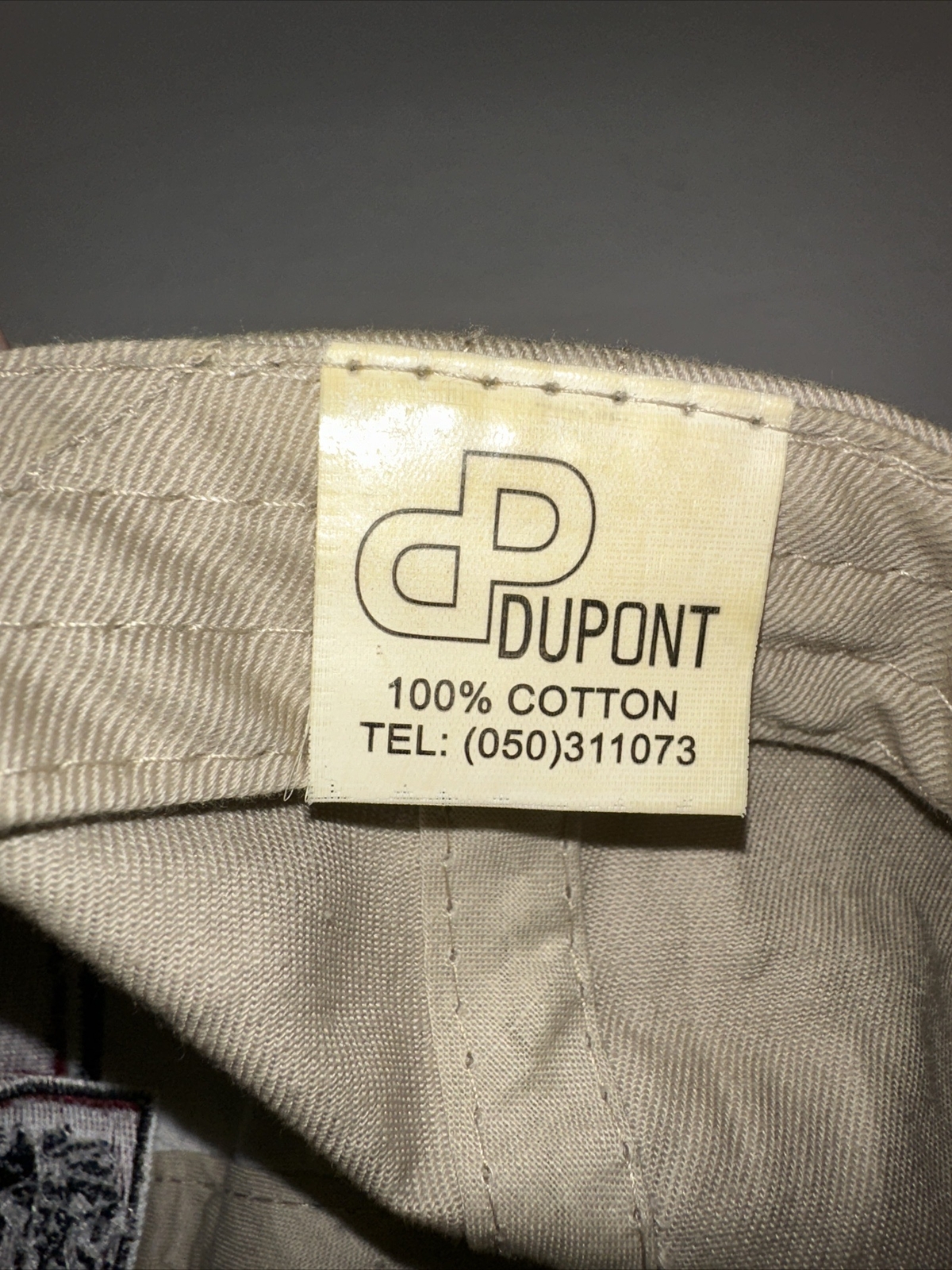 Brussels Belgium Patch on Hat Cap Maroon Black White on Tan Hook Loop Cotton