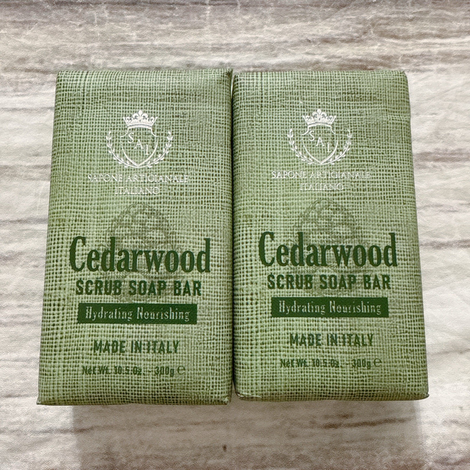 2 Pcs Sai Sapone Artigianale Cedarwood Scrub Soap Bar 10.5 Oz Nourishing Italy
