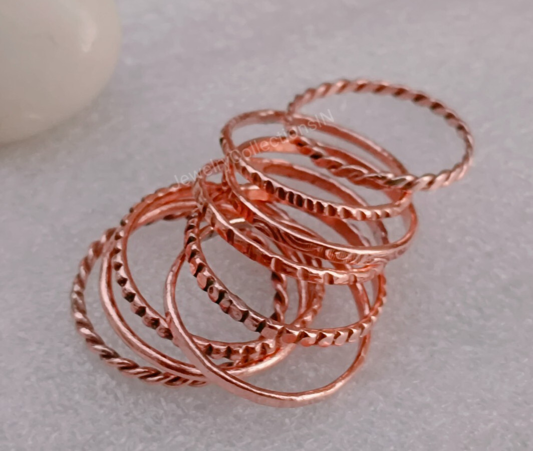 Pure Copper Stacking Ring Set Of 9 Rings Pure Copper Copper Stacking Ring B262
