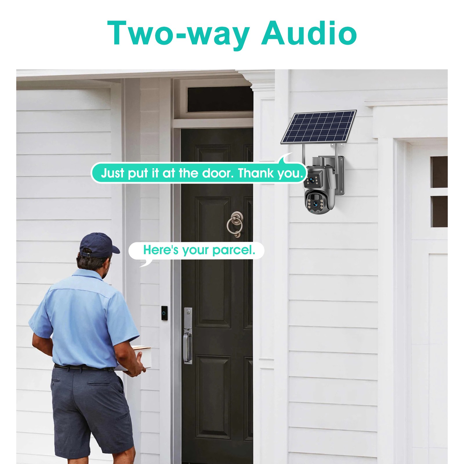 2pcs WIFI Solar Panel Battery 4+4MP Wireless PTZ Security Camera PIR Full Color