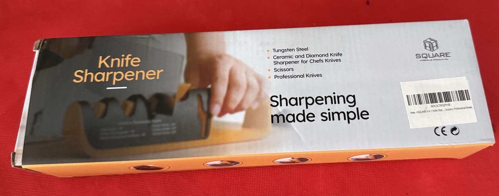 Knife Sharpener for Kitchen ; 4-in-1 Manual Sharpener, Adjustable Angle Guide
