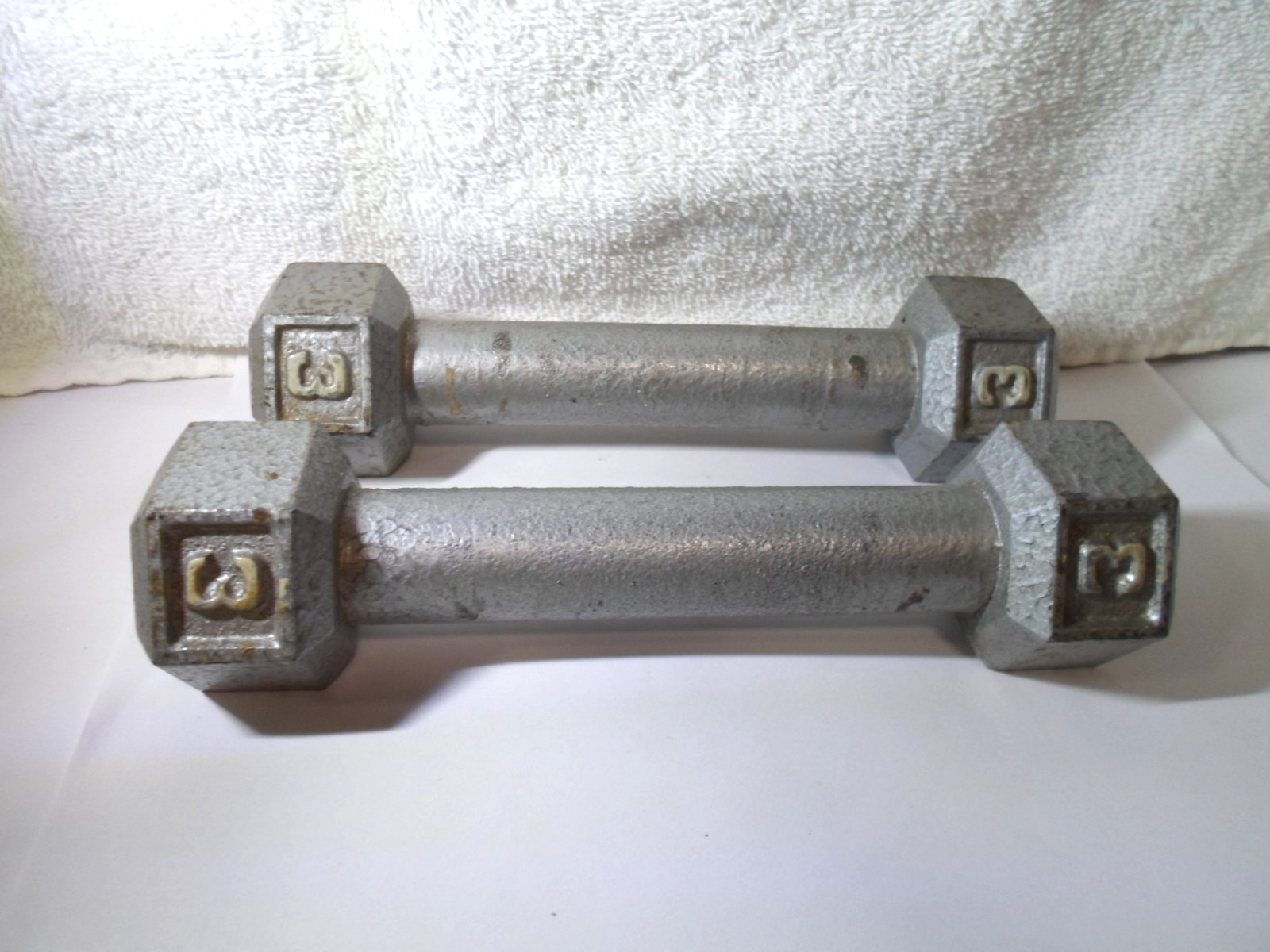 Vintage Cast Iron  Barbell-Dumbell Weights * Two 3 Pound Weights*