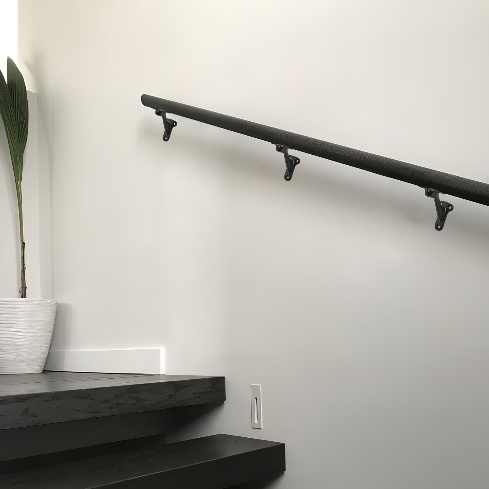 khtumeware 6 Pack 3 Inch Matte Black Hand Rail Bracket 6 Pack,