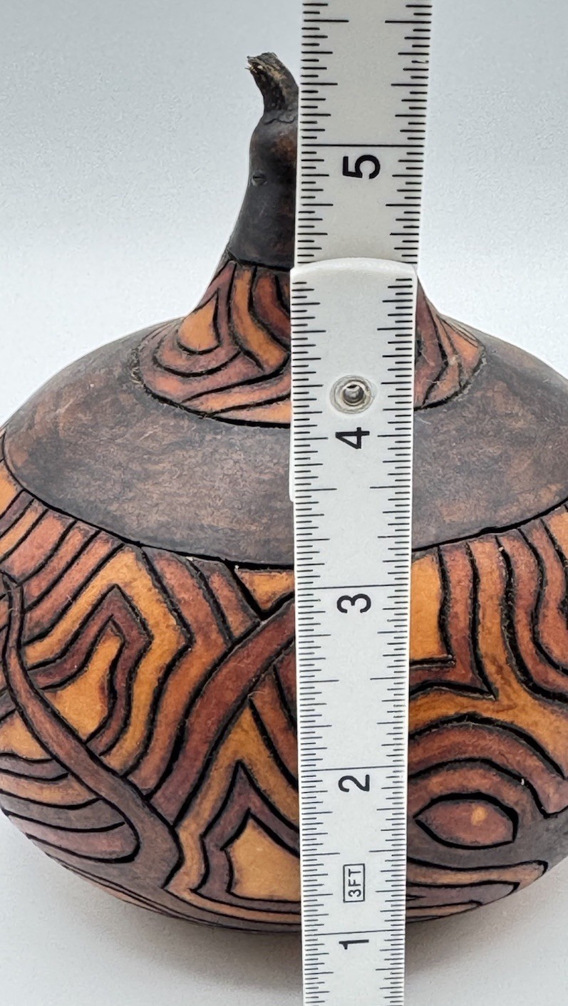 Gourd Art Box Pyrography Handcrafted Trinket Keepsake Art Shelf Sitter
