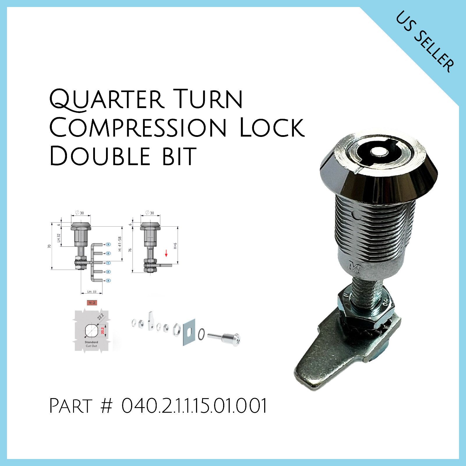 Quarter Turn Compression Lock Double Bit # 040.2.1.1.15.01.001