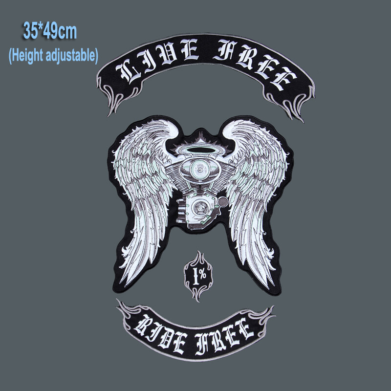 Wings Engine Large Embroidery Patches Sew on for Jacket Motorcycle Biker Clothes