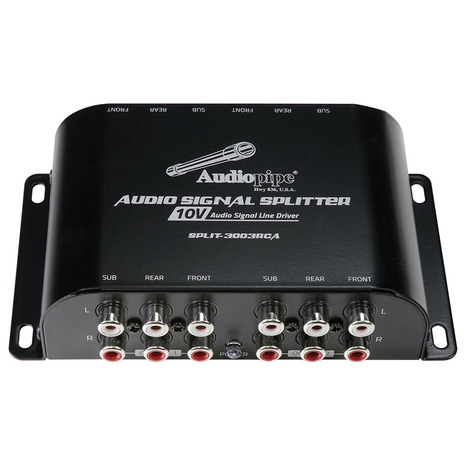 AUDIOPIPE SPLIT-3003RCA RCA 1 IN/3 OUT SPLITTER W/ 10V AUDIO SIGNAL LINE DRIVER
