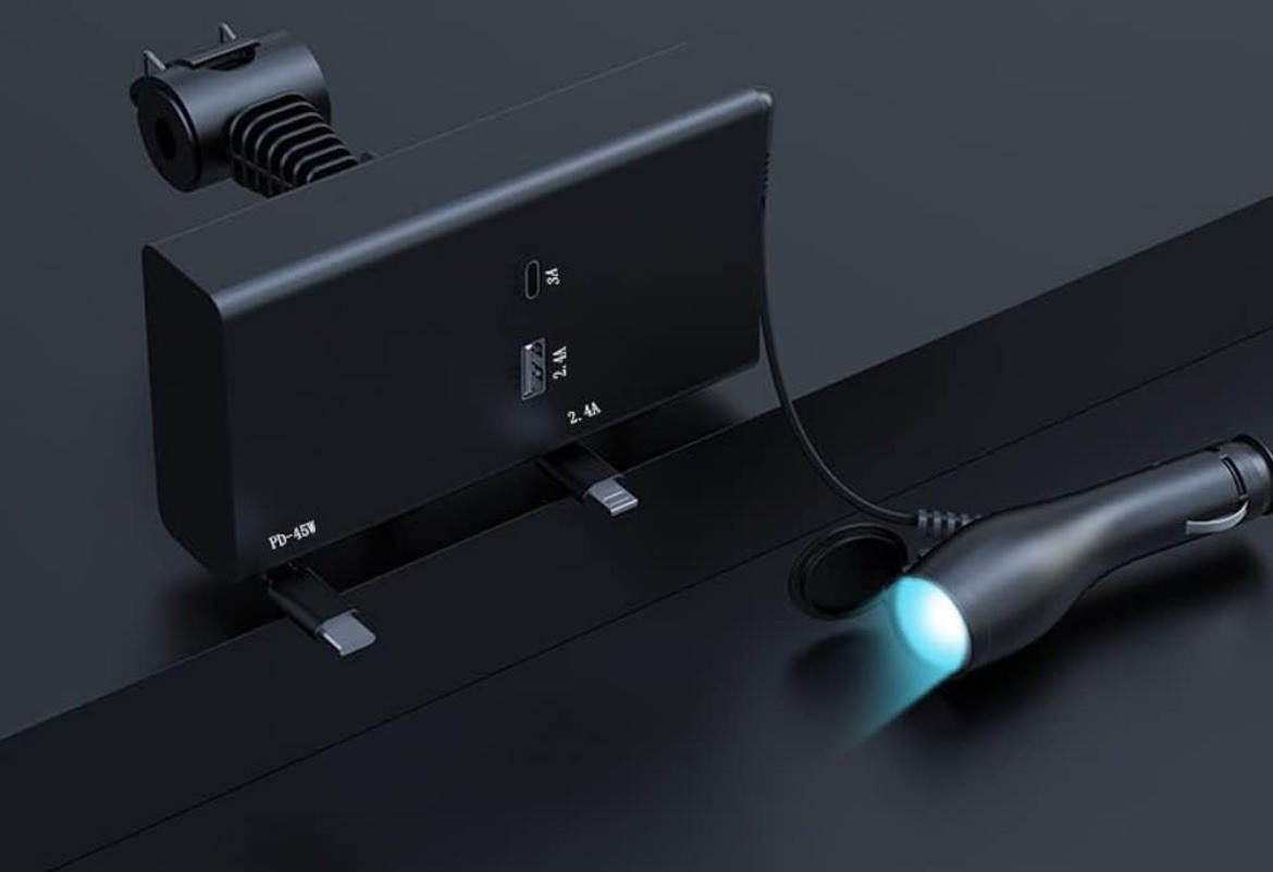Retractable 5 In 1 Backseat Car Charging Station