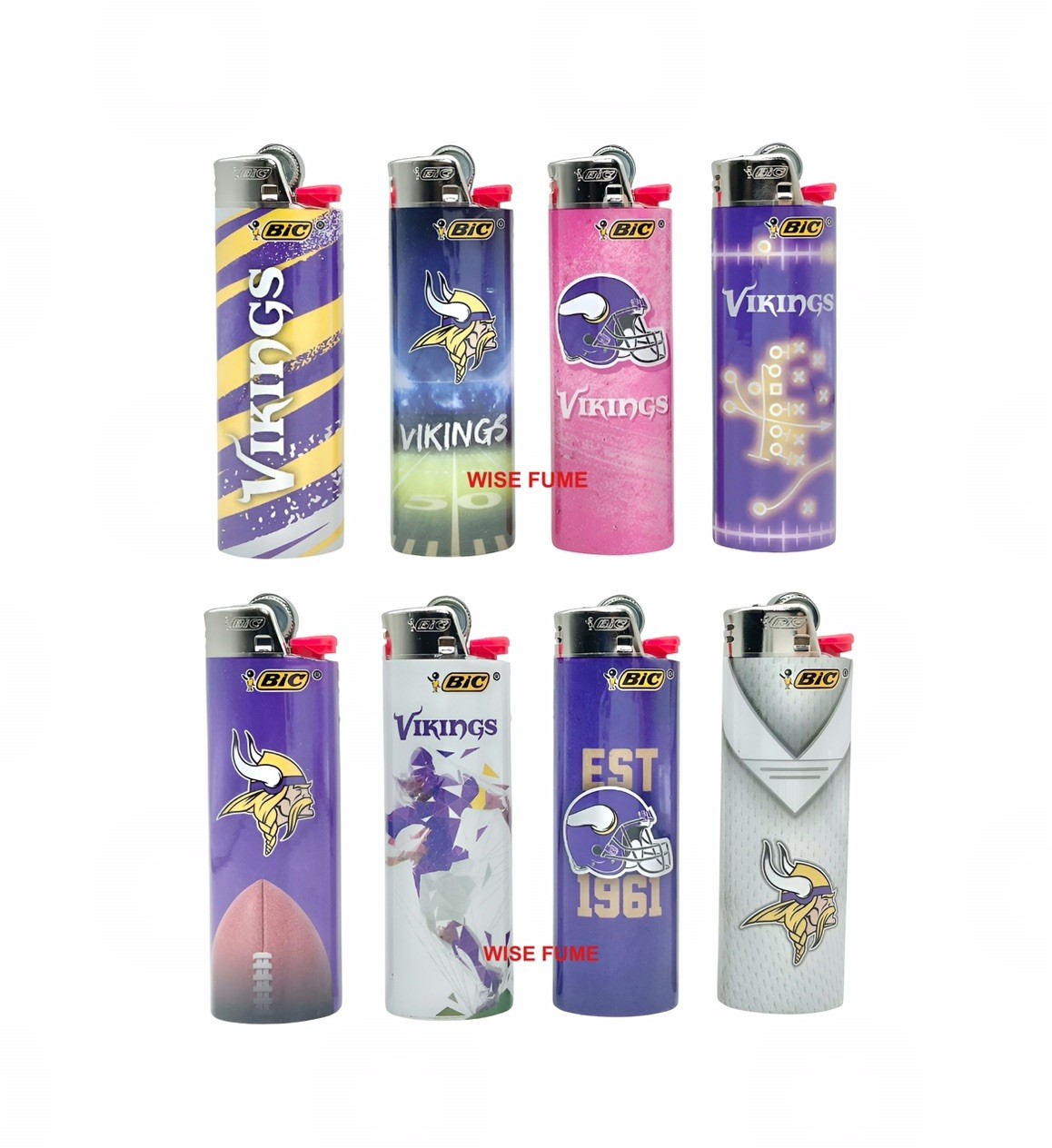NEW BIC 8pc LARGE size Minnesota Vikings NFL football lighter LIMITED EDITION