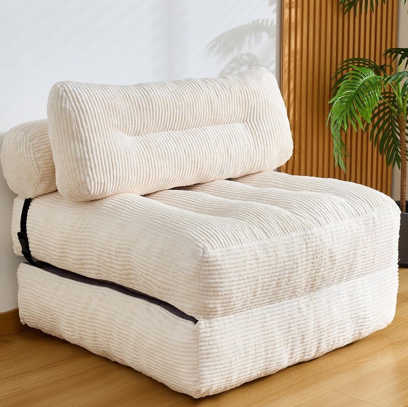 Folding Sofa Bed Convertible Sleeper Chair Couch Bed Faux Rabbit Fur for Adults