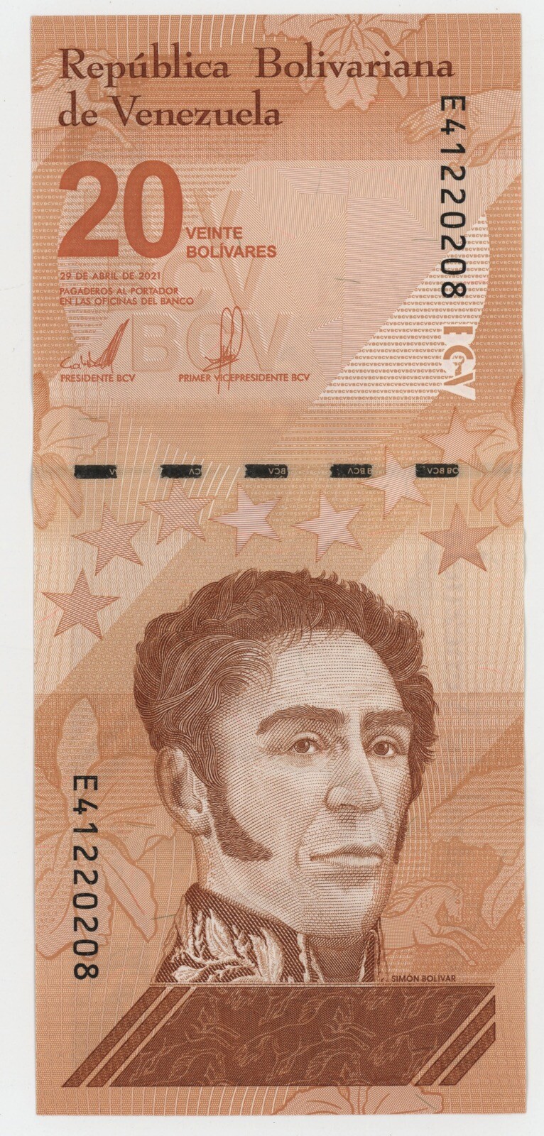 Venezuela 20 Bolivares 29-4-2021 Pick 117 UNC Uncirculated Banknote Serie E