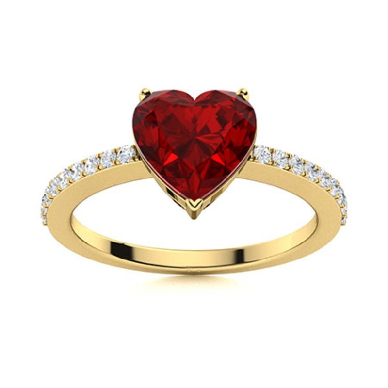 Natural Garnet Solitaire with Accents Ring Jewelry 925 Sterling Silver