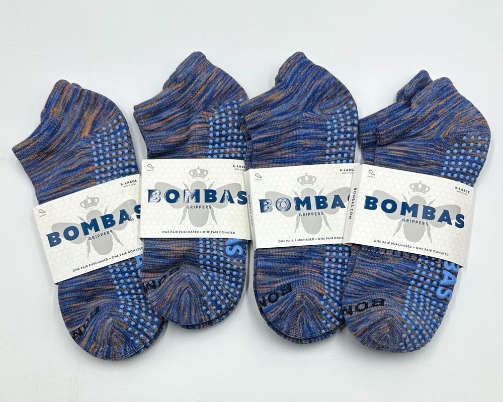 4 pairs Bombas Men's Honeycomb Gripper Ankle Socks Size XL 13.5-16 Blue